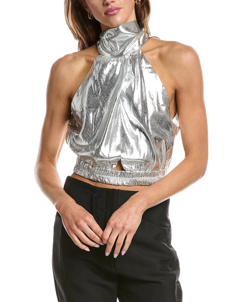 IRO Sorya Silk-Blend Top Silver