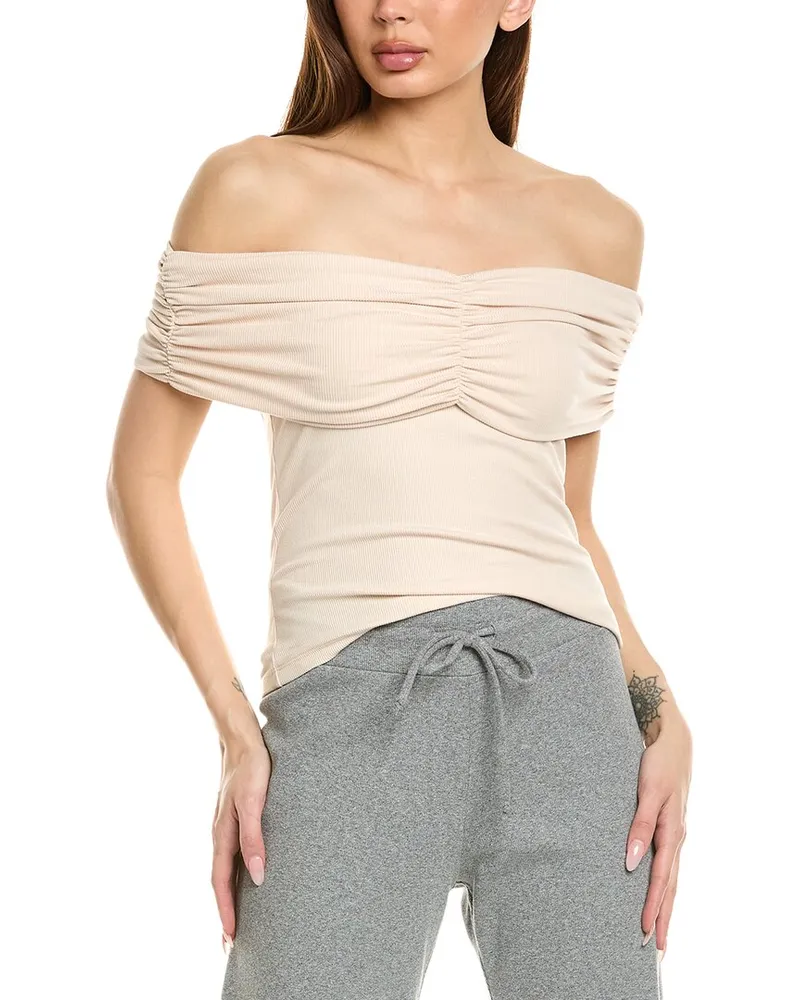 LnA Clothing Violet Ribbed Top White