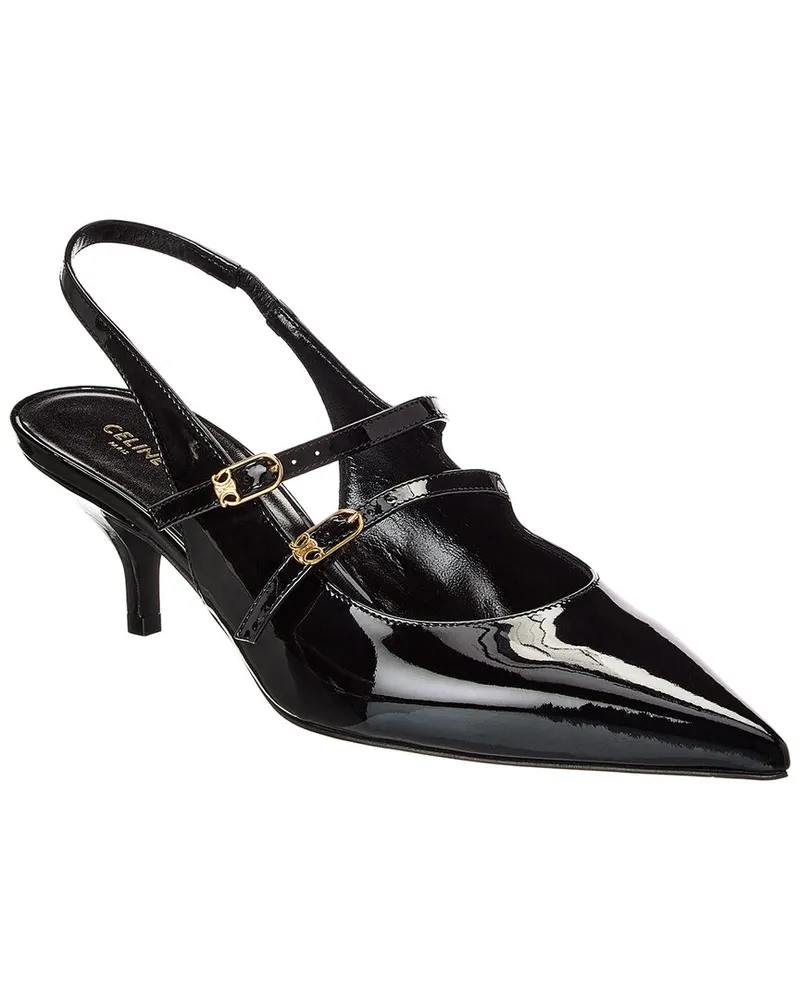 Celine Judy Patent Slingback Pump Black
