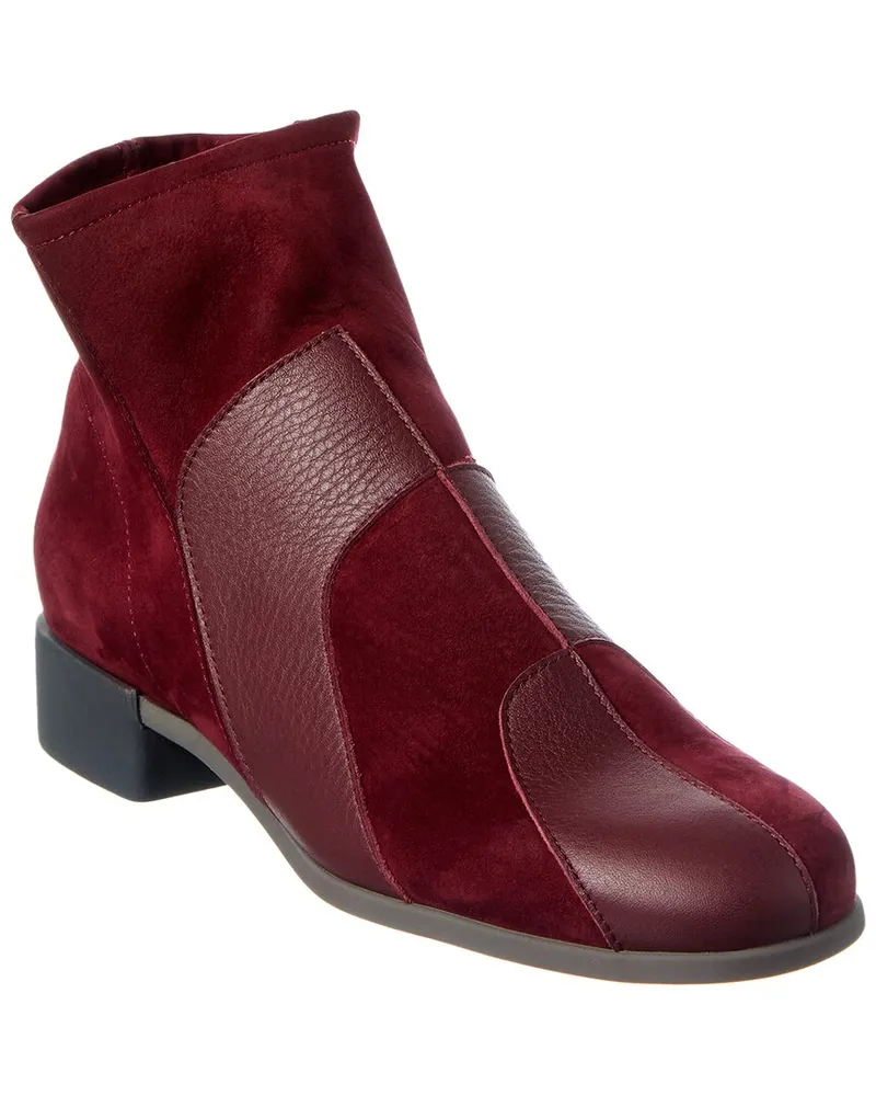 Arche Twizig Suede & Leather Bootie Red