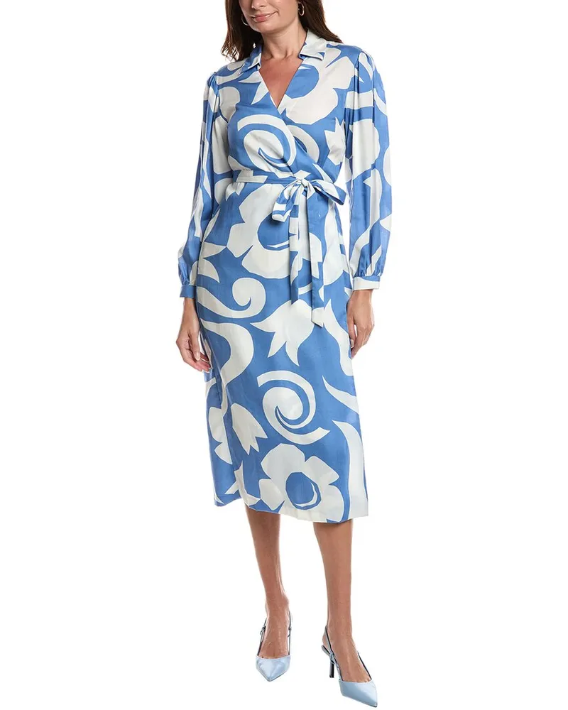 Rebecca Taylor Midi Wrap Dress Blue