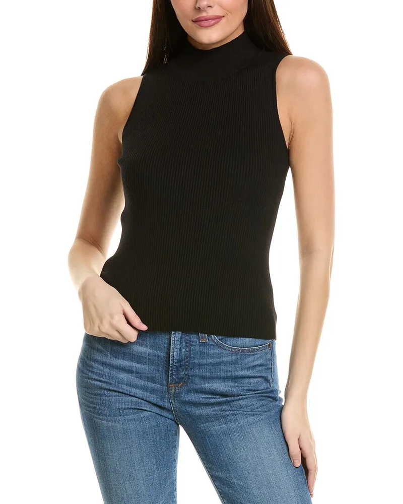 1.STATE Mock Neck Fitted Top Black