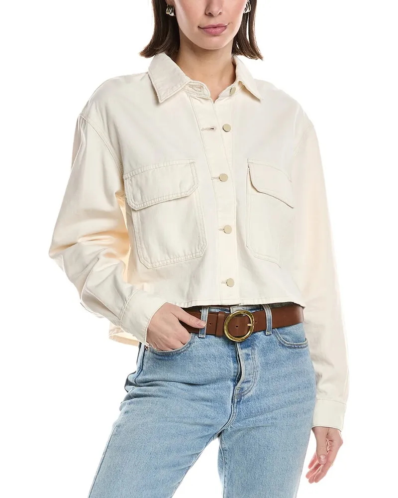 HUDSON Jeans Cropped Oversized Button-Down Shirt White