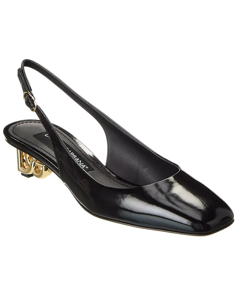 Dolce & Gabbana DG Logo Patent Slingback Pump Black