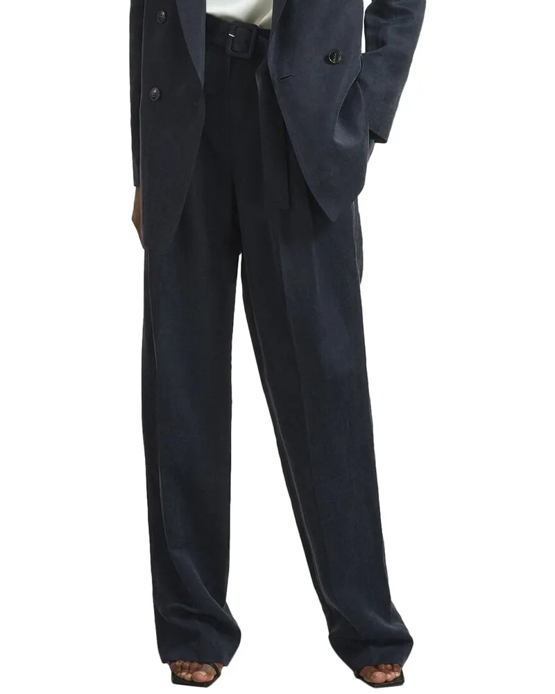 Reiss Olivia Linen-Blend Trouser Navy