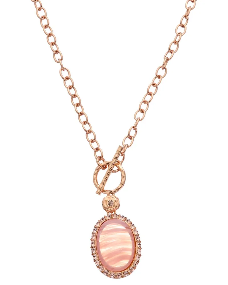 Kenneth Jay Lane Plated Rose Quartz Pendant Necklace Nocolor