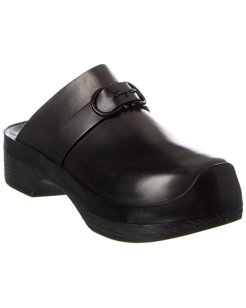 Ferragamo Nope D Leather Mule Black