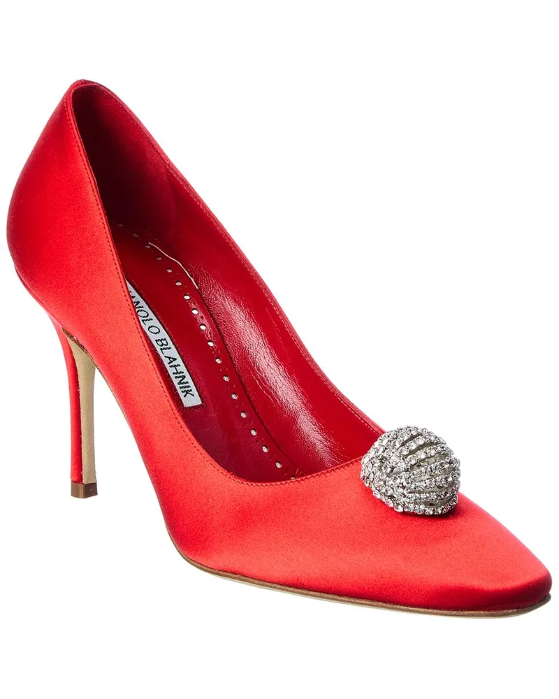 Manolo Blahnik Elbolita 90 Satin Pump Red