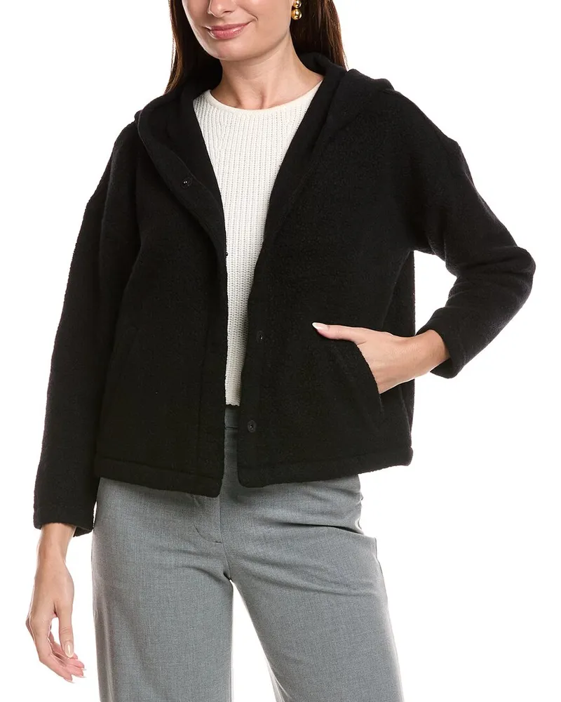 Eileen Fisher Petite Boxy Wool-Blend Jacket Black