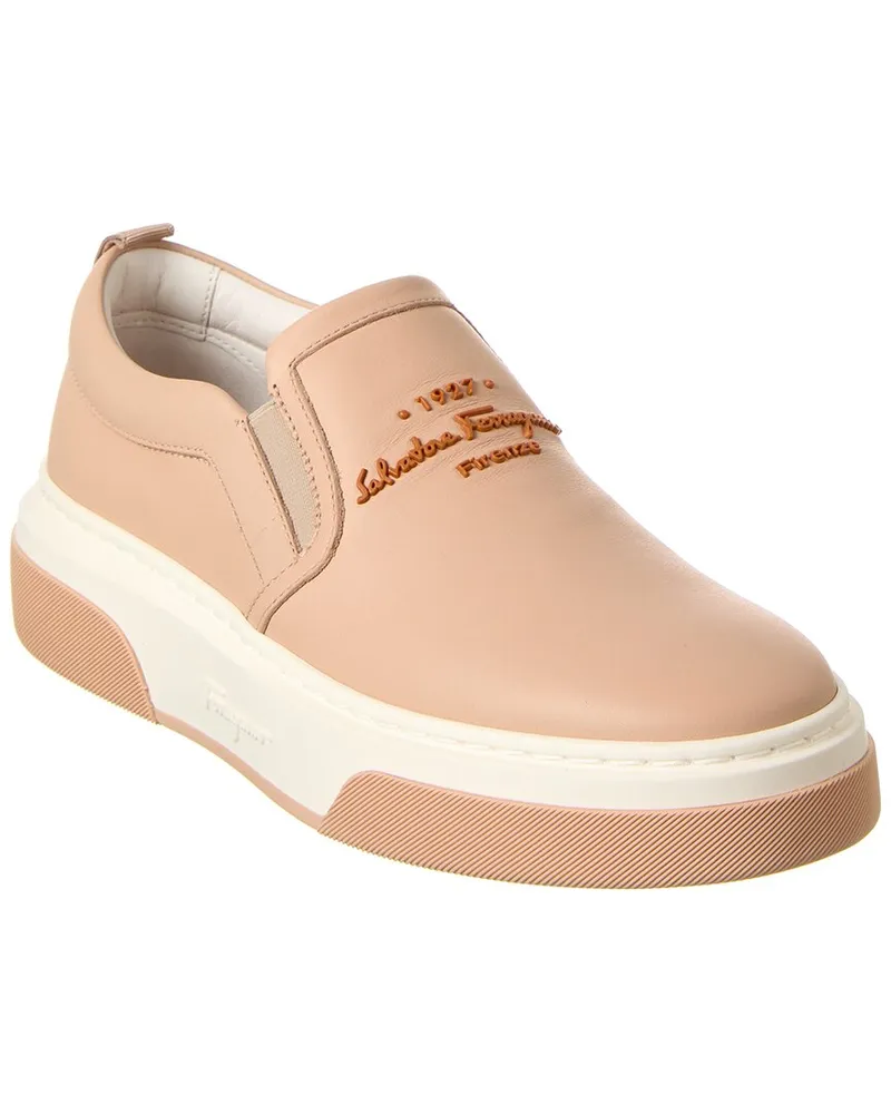 Ferragamo Cassina Leather Slip-On Sneaker Pink