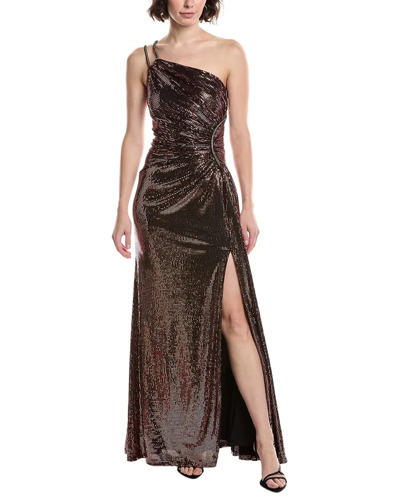 THEIA Roxanne One-Shoulder Gown Pink