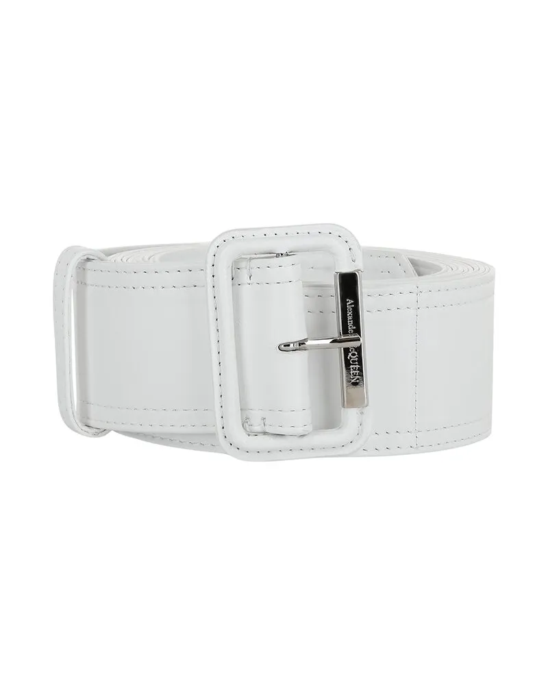 Alexander McQueen Trench Leather Belt White