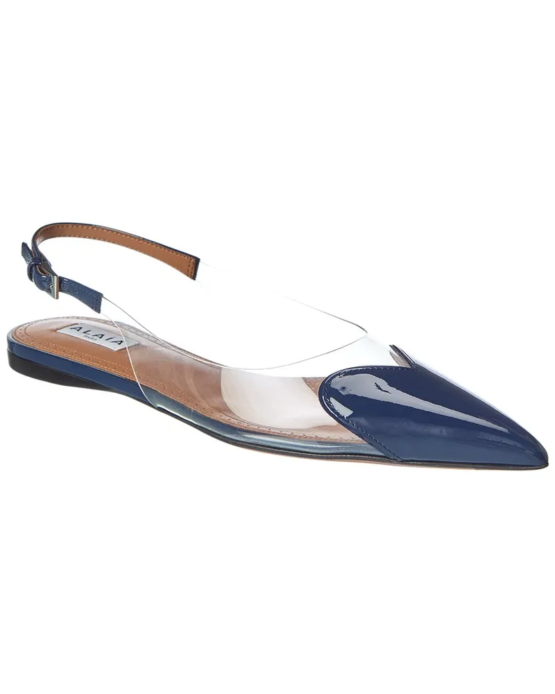 Alaïa Le Couer Patent & Vinyl Slingback Flat Blue