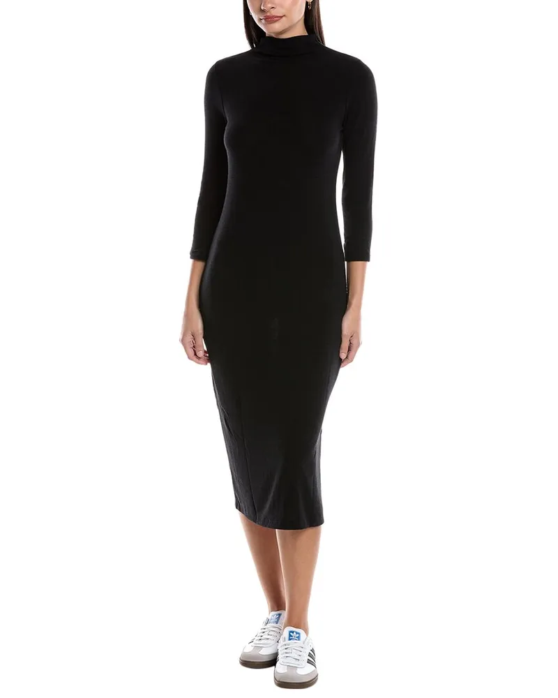 Michael Stars Justine Mock Neck Midi Dress Black
