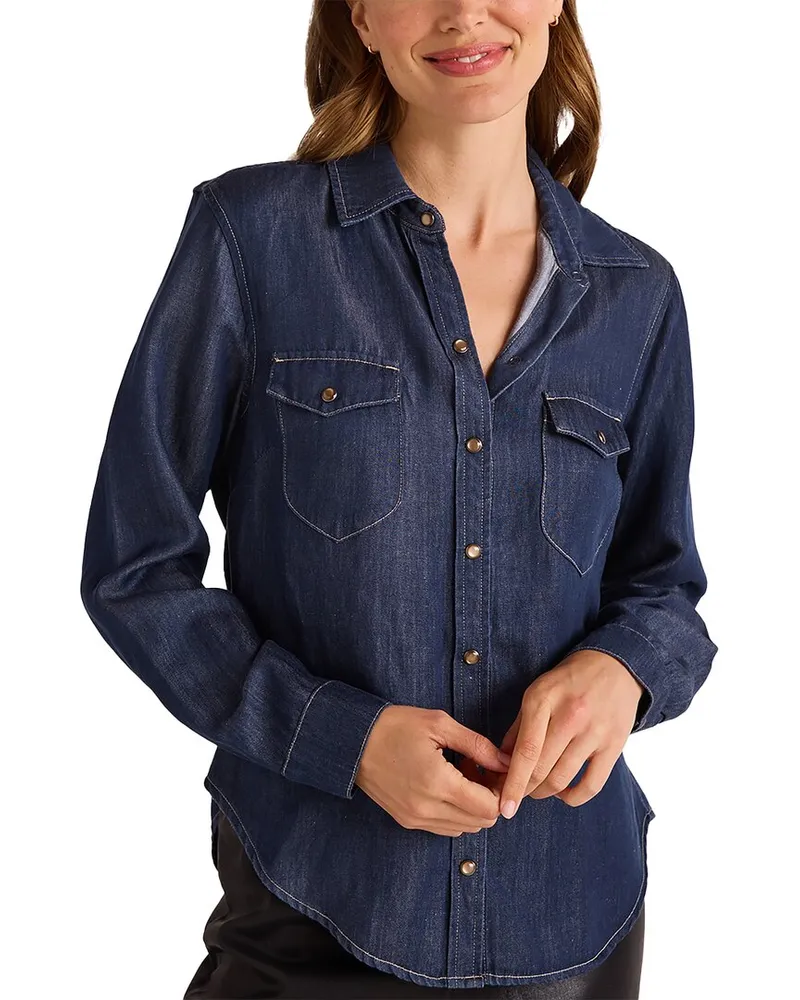 Bella Dahl Linen-Blend Western Shirt Nocolor