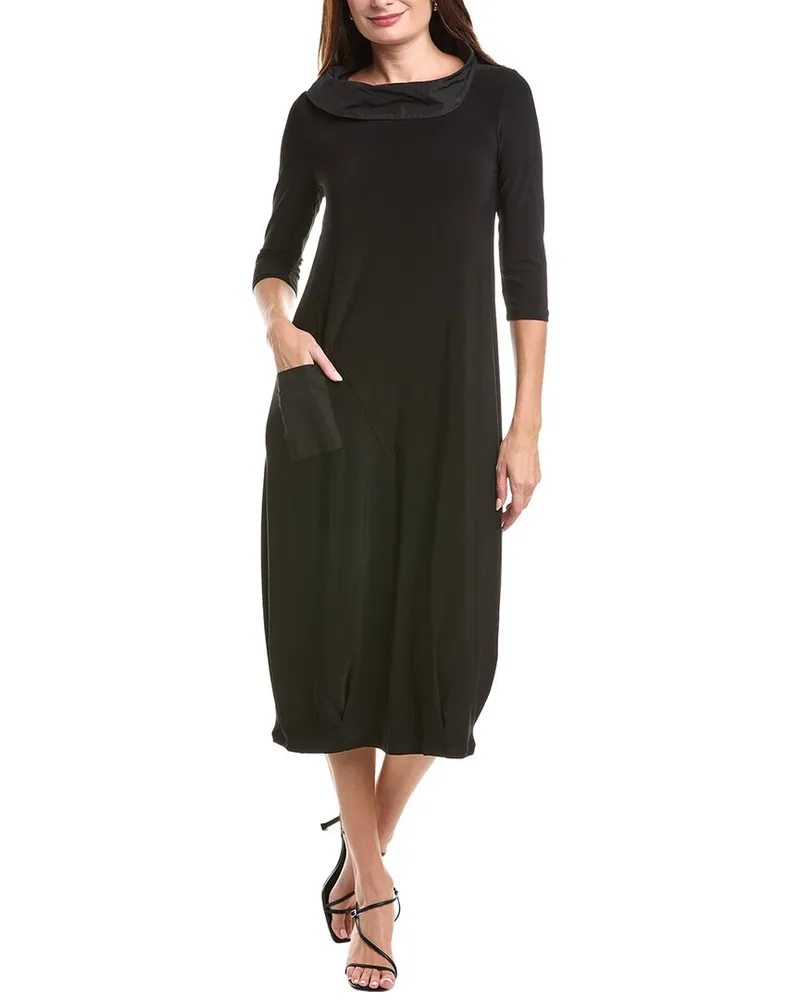 Joseph Ribkoff Paneled Cowl Neck Midi Dress Black