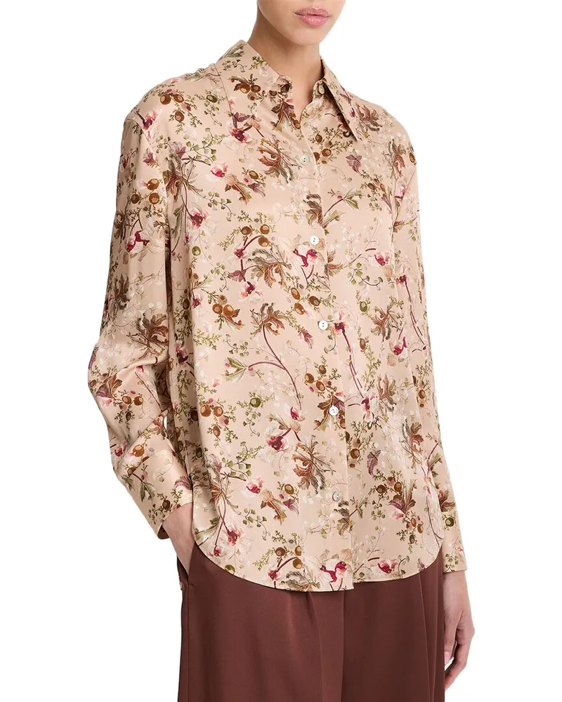 Vince Orchid Vine Bias Silk Blouse Nocolor