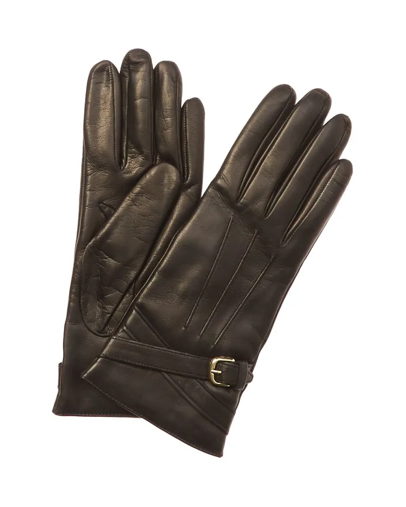 portolano  Women's Black Leather Gloves Black