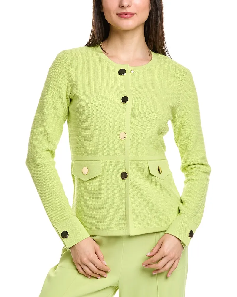 ST. JOHN Stretch Pique Knit Jacket Green