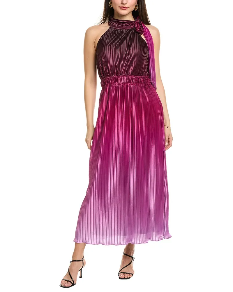 Anne Klein Bow Neck Halter Midi Dress Purple