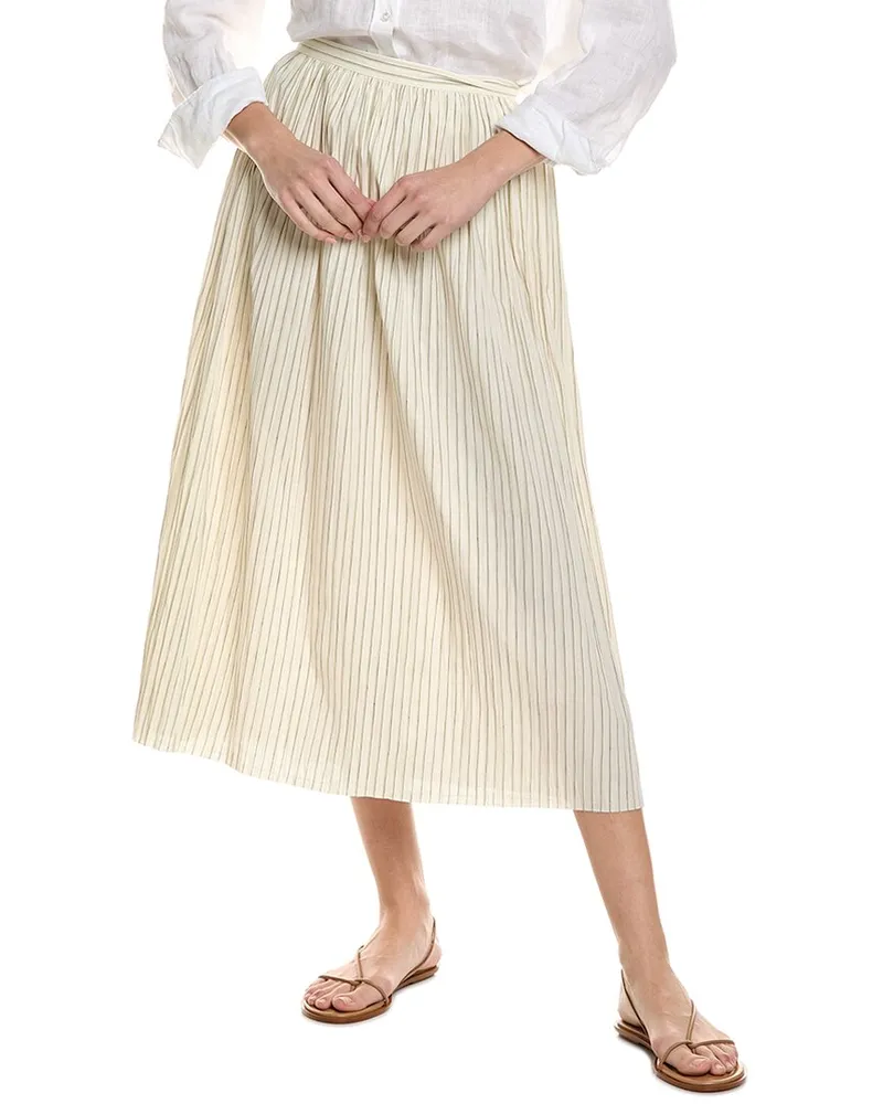 Alexis Rezza Linen-Blend Midi Skirt White