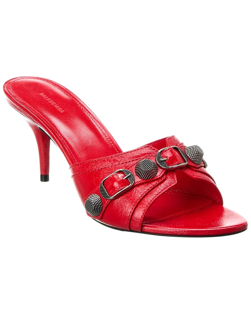 Balenciaga Cagole Leather Sandal Red