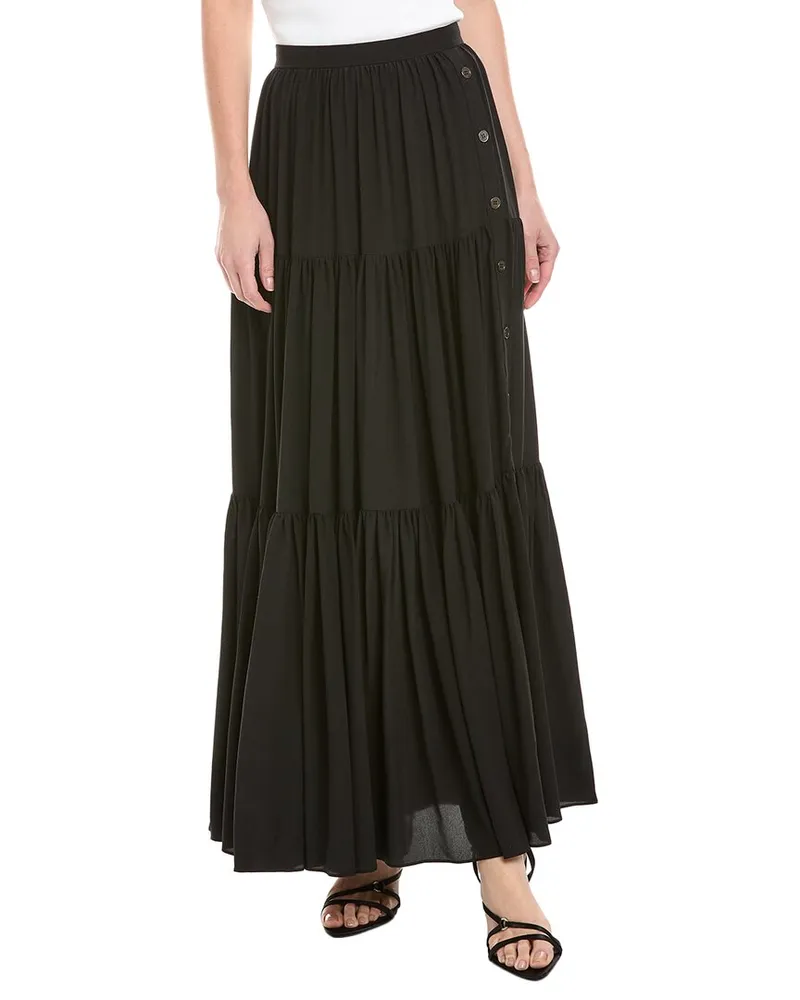 Michael Kors Ruffle Tiered Midi Skirt Black