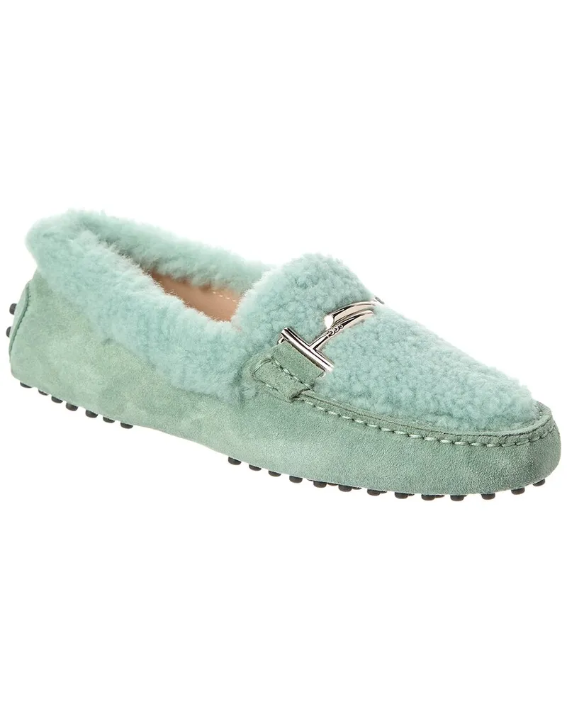 TOD'S TODs Suede & Shearling Loafer Green