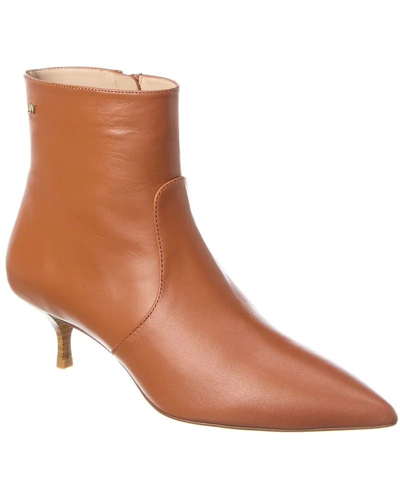 Stuart Weitzman Mara 50 Zip Leather Bootie Brown