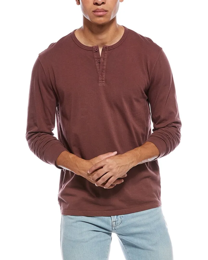Vince Garment Dye Henley Shirt Red