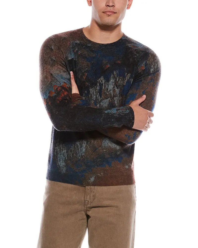 Autumn Cashmere Quarry Print Cashmere Crewneck Sweater Tan