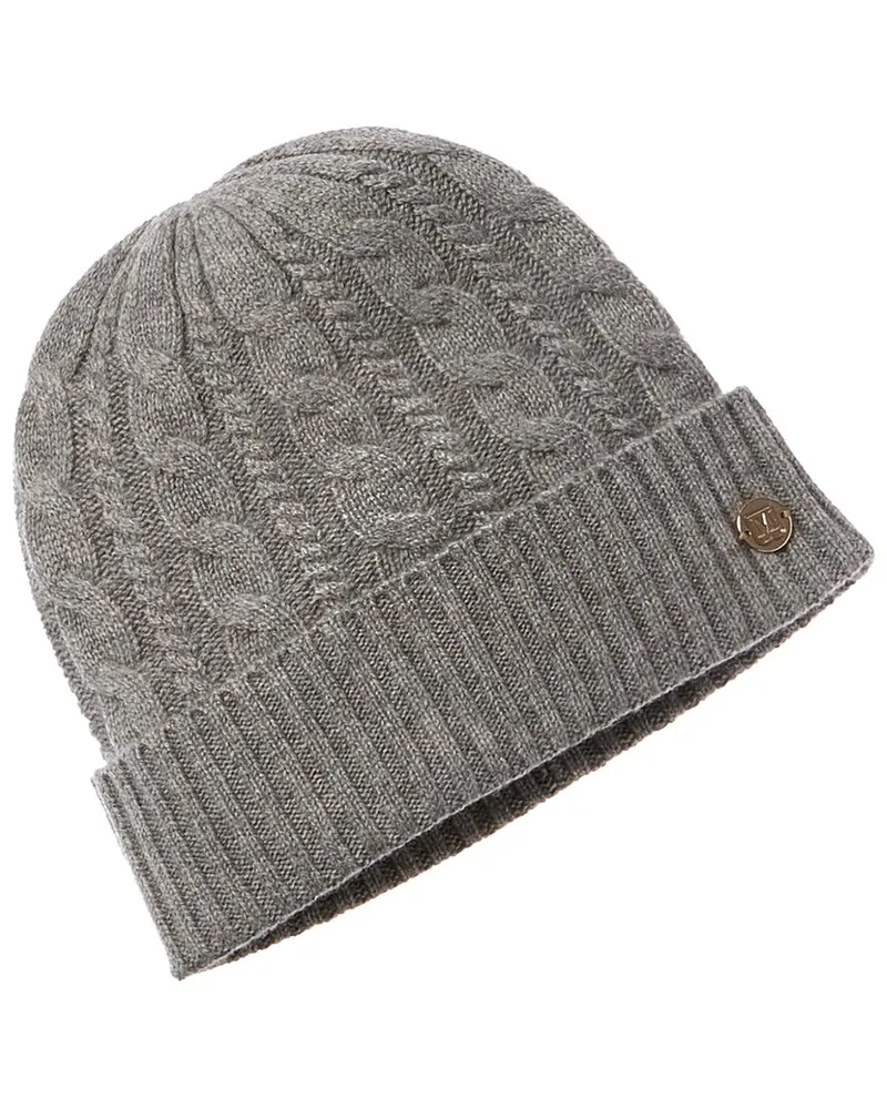 Bruno Magli Chunky Knit Cable Cashmere Hat Grey