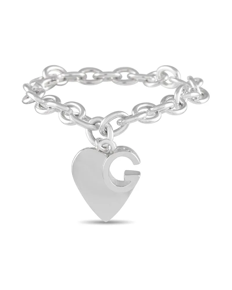 Gucci Silver Gucci Heart Chain Heart Chain Bracelet Nocolor