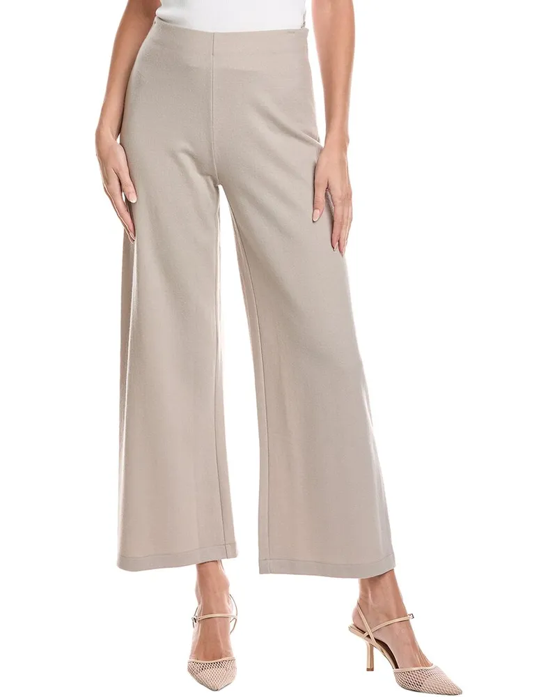Eileen Fisher Petite Felted Wool Wide Leg Pant Grey