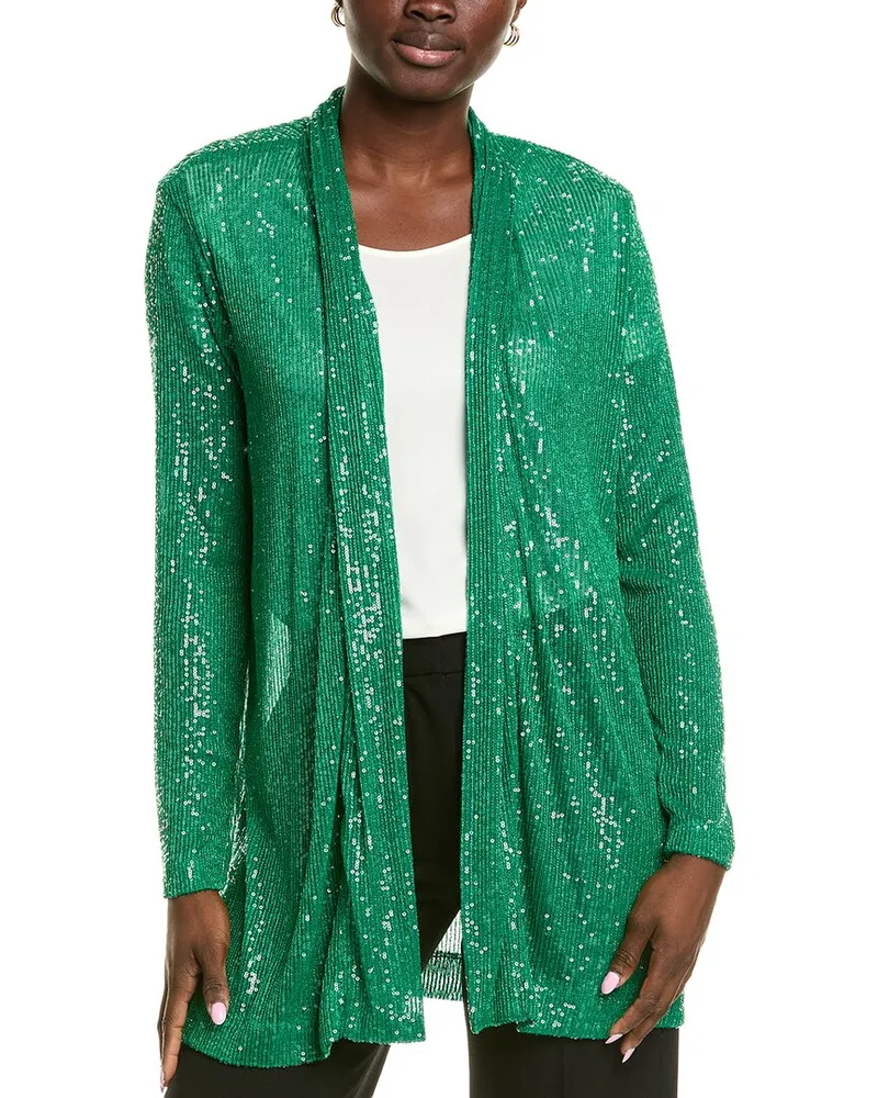 Anne Klein Drape Front Cardigan Green