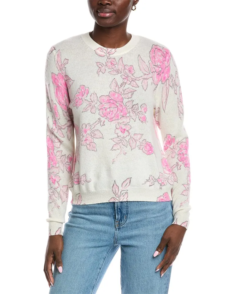 Autumn Cashmere Floral Pastel Cashmere Sweater White