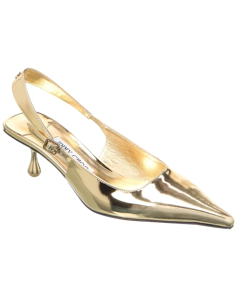 Jimmy Choo Amel 50 Leather Slingback Pump Gold
