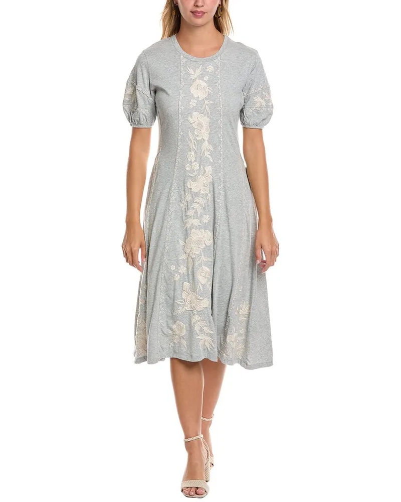 Johnny Was Seamed Knit Midi Dress Grey