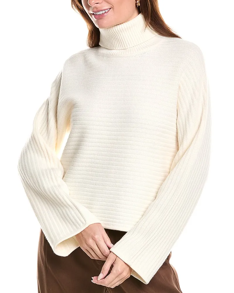 Theory Ribbed Wool Turtleneck White