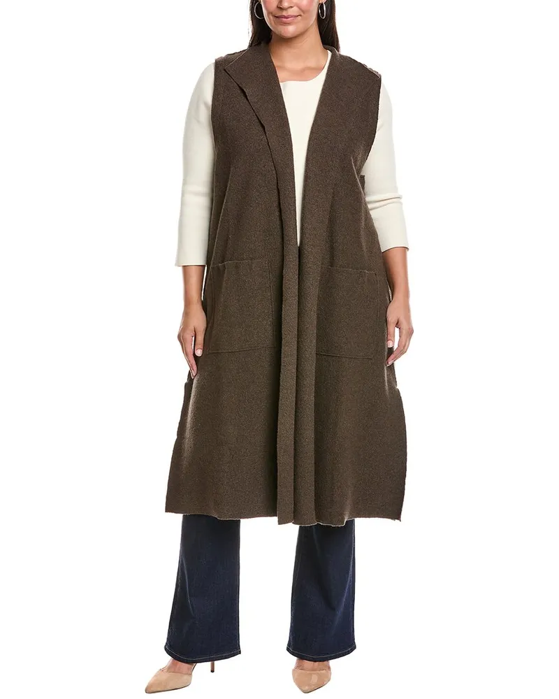 Eileen Fisher Plus Wool Vest Brown