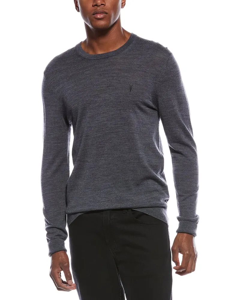 AllSaints Mode Wool Crewneck Sweater Blue
