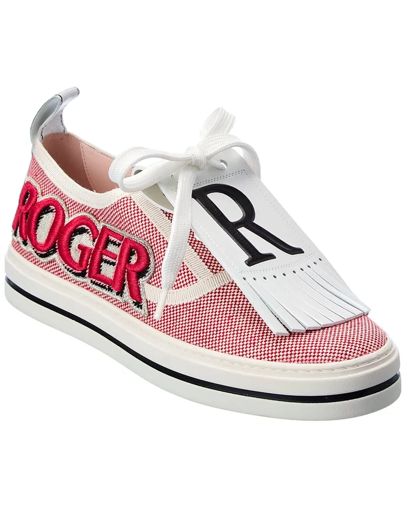 Roger Vivier Call Me Vivier Patch Canvas & Leather Sneaker Red