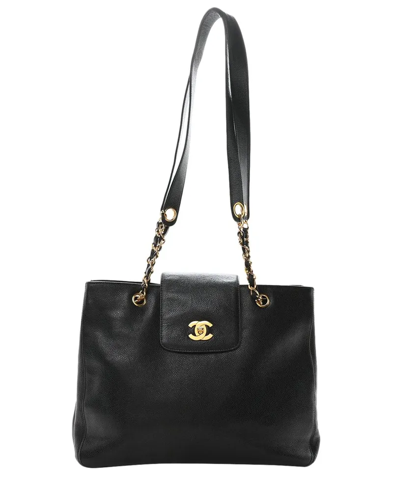 Chanel Black Caviar Leather CC Shopper Tote (Authentic Pre-Loved Nocolor