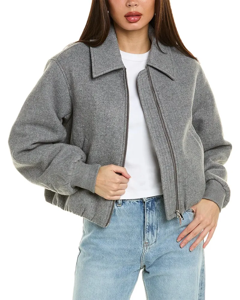 NICHOLAS Leslie Wool-Blend Bomber Jacket Grey