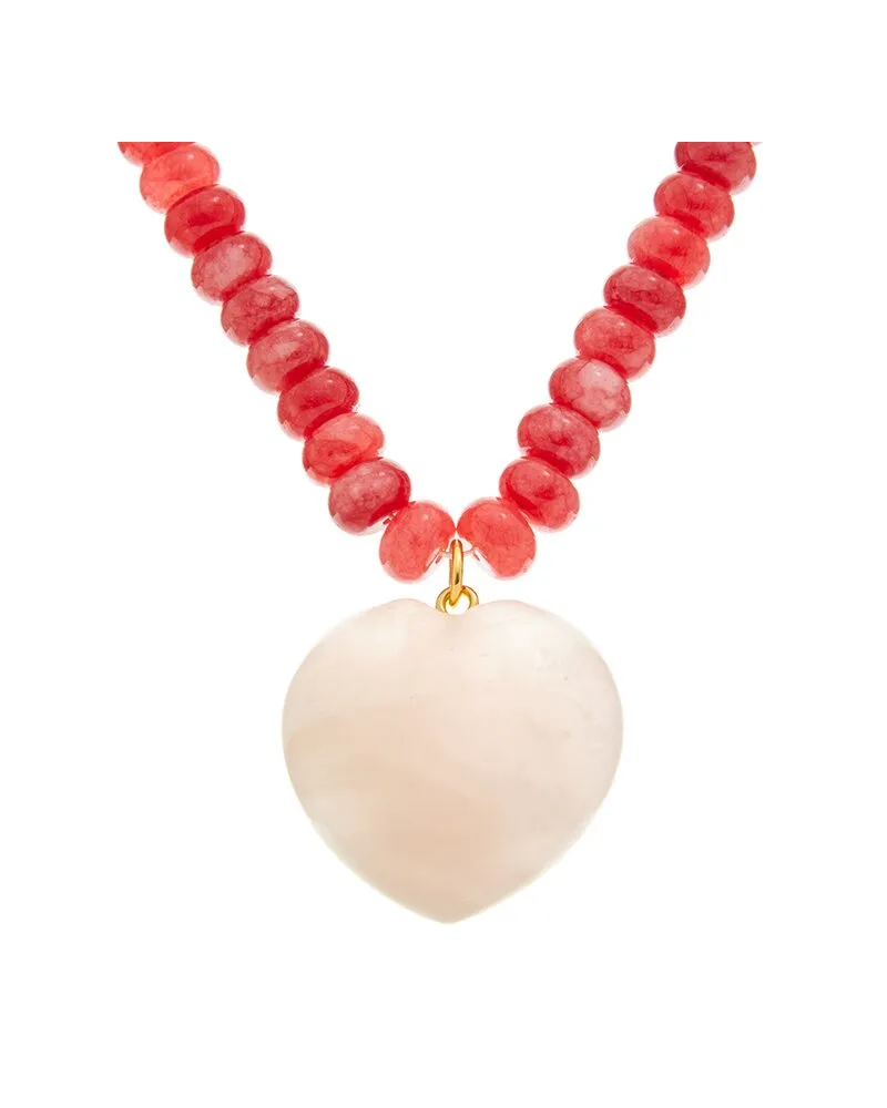 CRYSTAL HAZE 18K Plated Red Carnelian And Rose Quartz Statement Necklace Nocolor