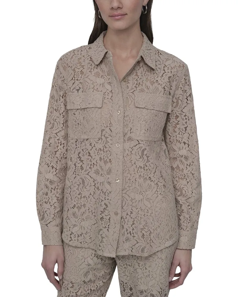 DKNY Lace Button Front Shirt Nocolor