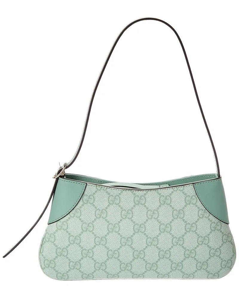 Gucci GG Emblem Small Coated Fabric & Leather Hobo Bag Green