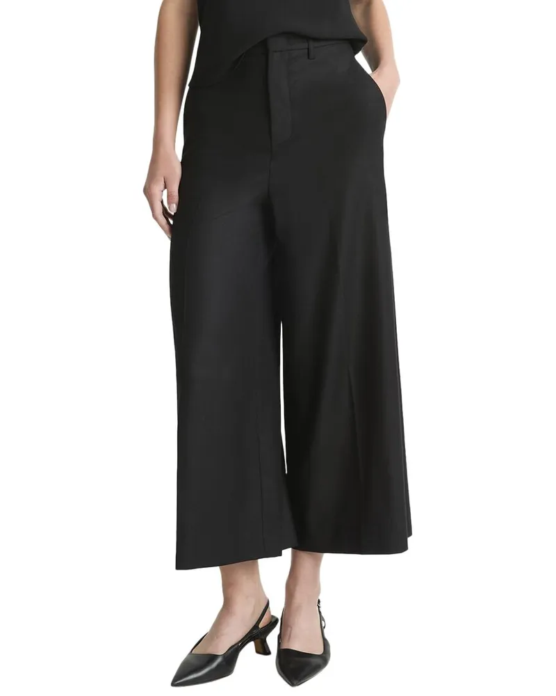 Vince Mid-Rise Brushed Flannel Wool-Blend Culotte Black