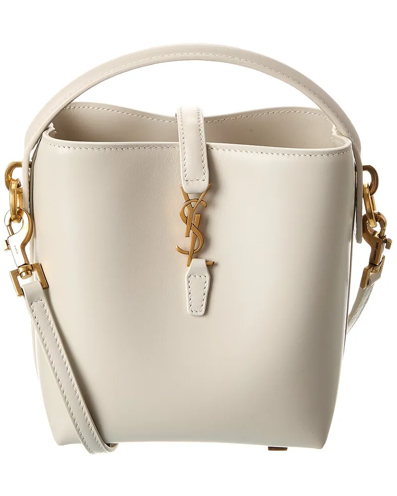 Saint Laurent LE 37 Mini Leather Bucket Bag Beige