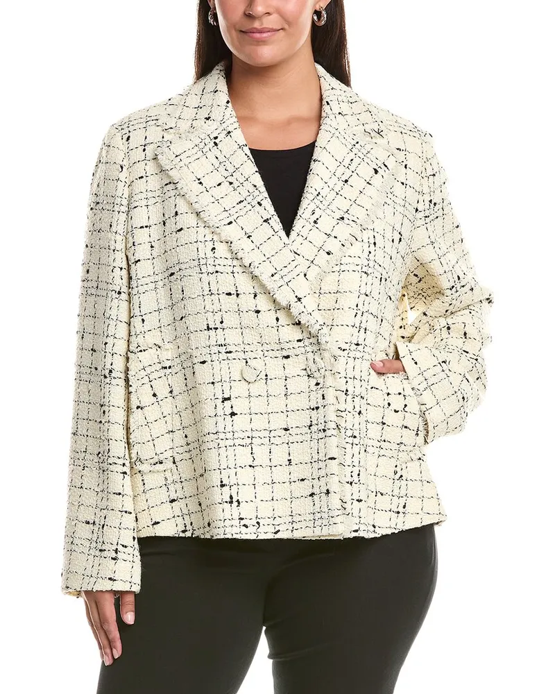 Marina Rinaldi Plus Saggina Wool-Blend Blazer Nocolor